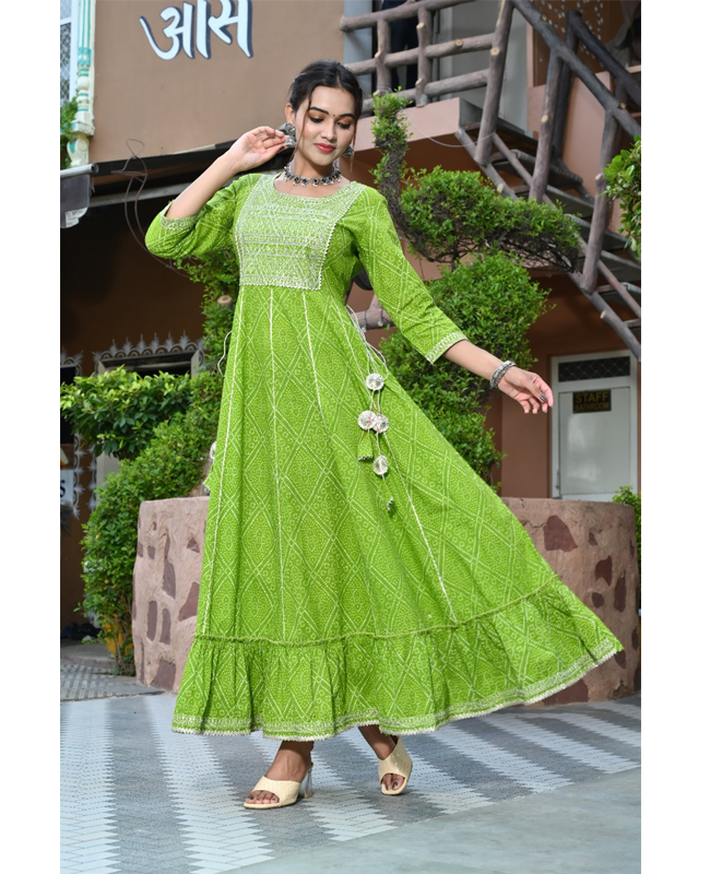 Anarkali Pattern Cotton Gown Dress