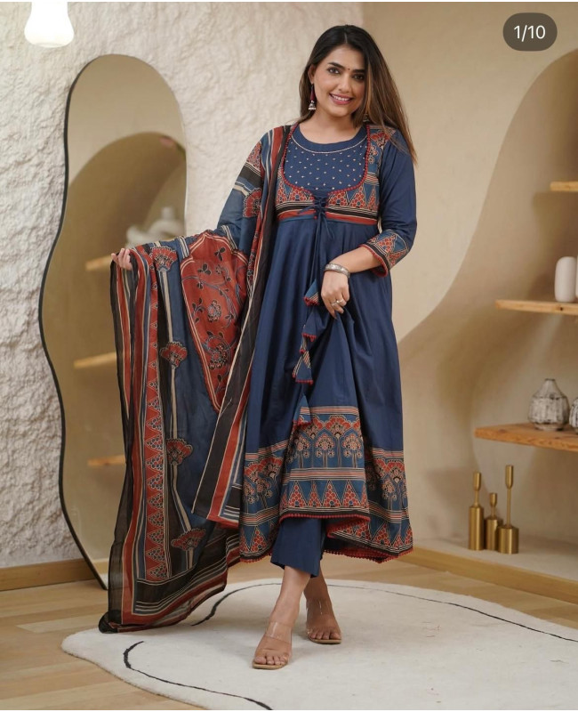 Anarkali pattern cotton suit